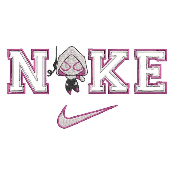 Nike Chibi Ghost Spider Woman Embroidered Adult Crewneck Sweatshirt Gwen Stacy - Picture 4 of 9